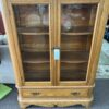 oak bookcase with glass doors