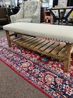 Linen Nail Head Bench