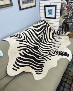 dyed zebra cowhide rug