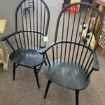 pair black Windsor chairs