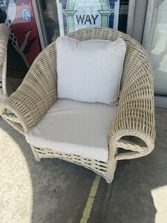 cream wicker chair