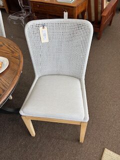 white woven chairs