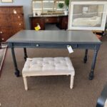 Gray 1 Drawer Farm Dining Table Desk