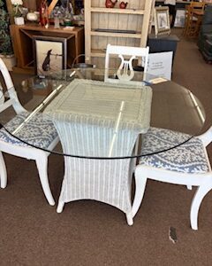 glass top wicker table