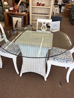glass top wicker table