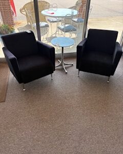 pair black chairs