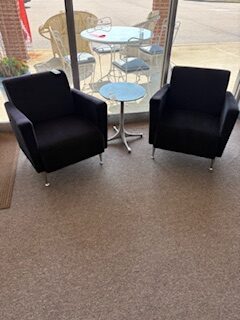 pair black chairs