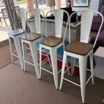 wood and metal stools