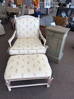 rush seat chair and ottoman