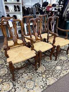 set 6 rush seat chairs