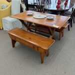 farmhouse table and benches