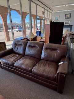 brown leather sofa