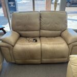 Tan Leather Reclining Loveseat Couch #APTZ14