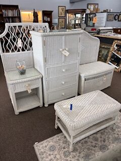 white wicker armoire