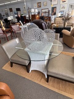 glass top wicker table