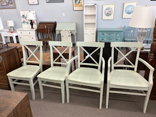 set 4 distressed farmhouse chairs