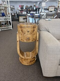 Burled Wood One Drawer End Table Stand Burled Wood One Drawer End Table Stand