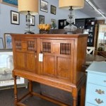 Antique Oak Cupboard Console Sideboard on Stand #KSJ77H