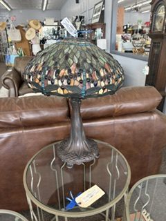 Stained Glass Slag Glass Lamp with Dragonflies #S222N5