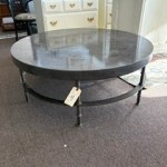 round iron and stone coffee table