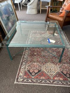 Iron and glass coffee table