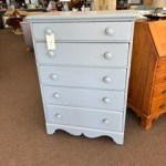 Artisan Painted 5 Drawer Tall Chest Bureau Dresser