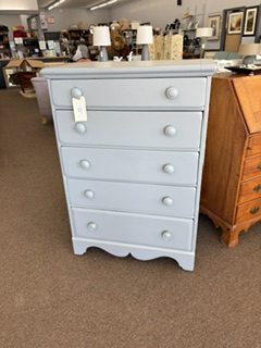 Artisan Painted 5 Drawer Tall Chest Bureau Dresser