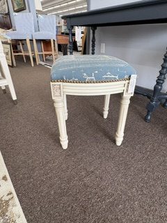 Cream Stool with Tall Ships Fabric Cover