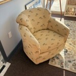 Coastal Swivel Chair with Adirondack-Themed Fabric